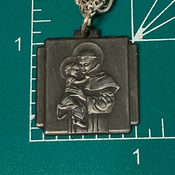 Vintage St. Saint Anthony of Padua Pendant Necklace Silver Plated Christian 19" - Picture 10 of 10